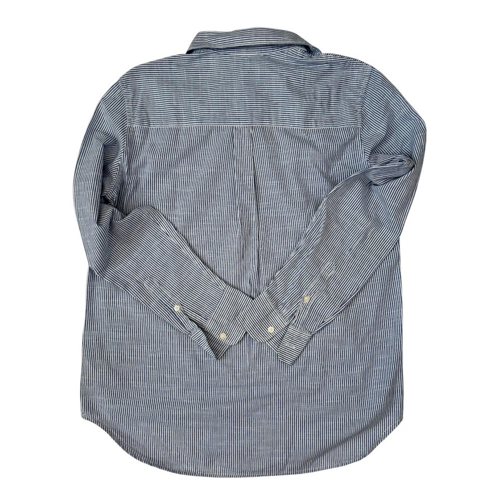 GAP Boyfriend Stripe Cotton Popover Shirt Blue White Small - Picture 3 of 8